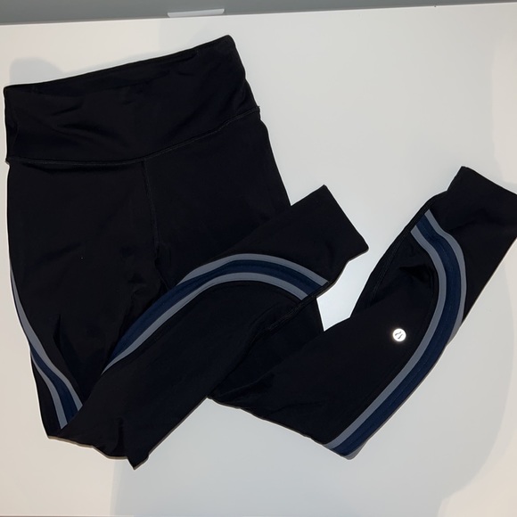 Lululemon Run Crew Tight Black / True Navy / Steam Blue size 4 with 24” inseam - Picture 4 of 12